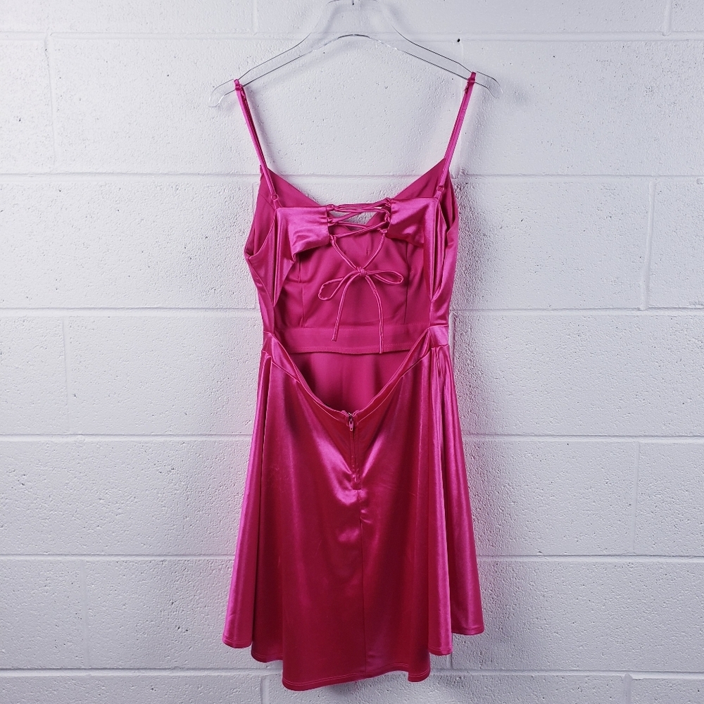City Studio Junior Size 9 Satin Fit & Flare Homecoming Formal Dress Hot Pink - Picture 4 of 12